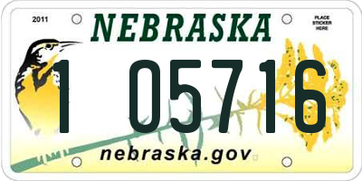 NE license plate 1O5716