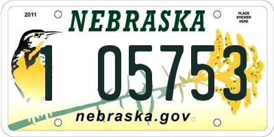 NE license plate 1O5753