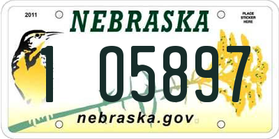 NE license plate 1O5897
