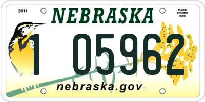 NE license plate 1O5962