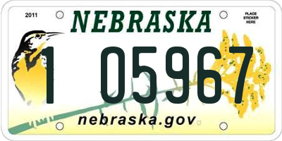 NE license plate 1O5967