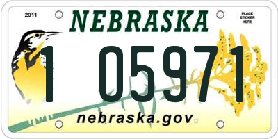 NE license plate 1O5971
