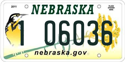 NE license plate 1O6036