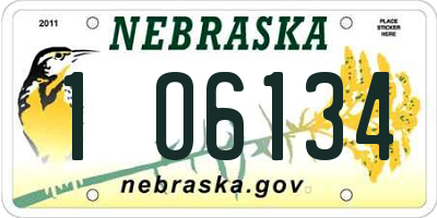 NE license plate 1O6134