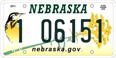 NE license plate 1O6151