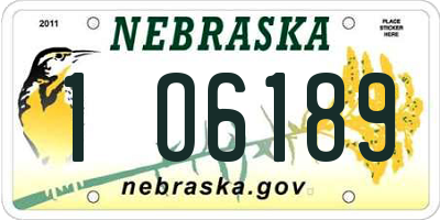 NE license plate 1O6189