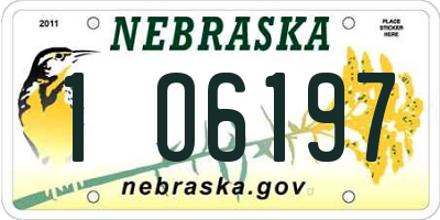 NE license plate 1O6197