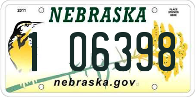 NE license plate 1O6398