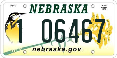 NE license plate 1O6467