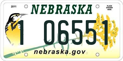 NE license plate 1O6551