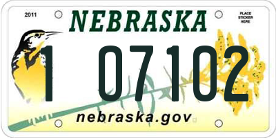 NE license plate 1O7102