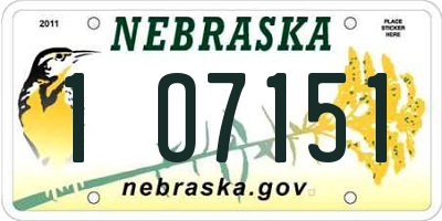 NE license plate 1O7151