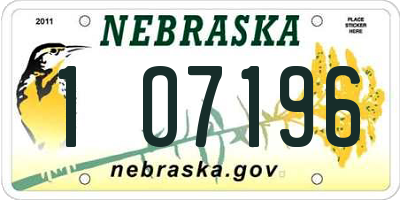 NE license plate 1O7196