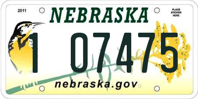 NE license plate 1O7475