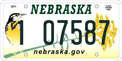 NE license plate 1O7587