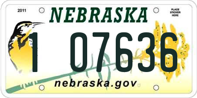 NE license plate 1O7636