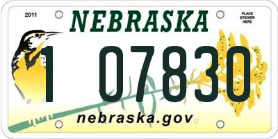 NE license plate 1O7830