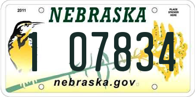 NE license plate 1O7834