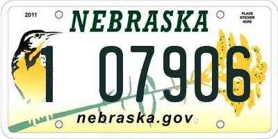 NE license plate 1O7906