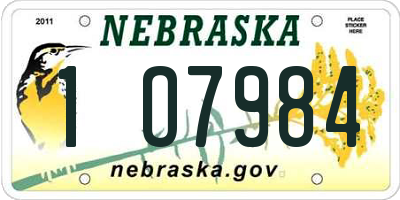 NE license plate 1O7984