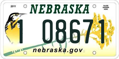 NE license plate 1O8671