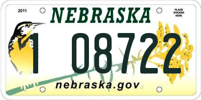 NE license plate 1O8722