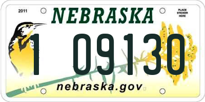 NE license plate 1O9130
