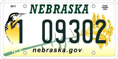 NE license plate 1O9302