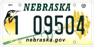 NE license plate 1O9504