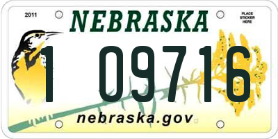 NE license plate 1O9716