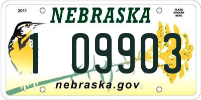 NE license plate 1O9903
