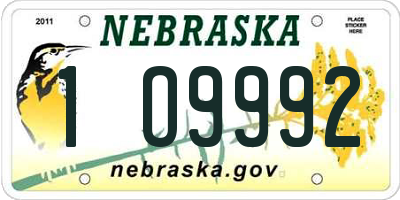 NE license plate 1O9992