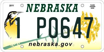 NE license plate 1P0647