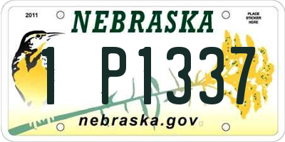 NE license plate 1P1337