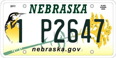 NE license plate 1P2647