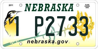 NE license plate 1P2733