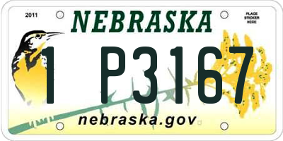 NE license plate 1P3167