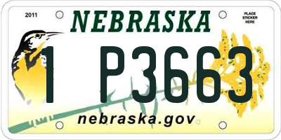 NE license plate 1P3663