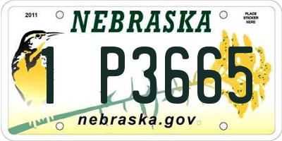 NE license plate 1P3665