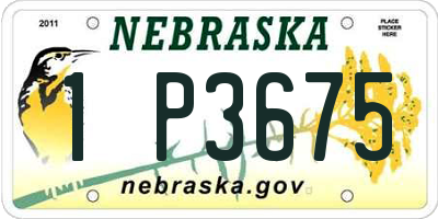 NE license plate 1P3675
