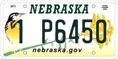 NE license plate 1P6450
