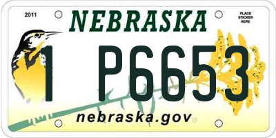 NE license plate 1P6653