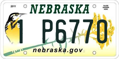 NE license plate 1P6770
