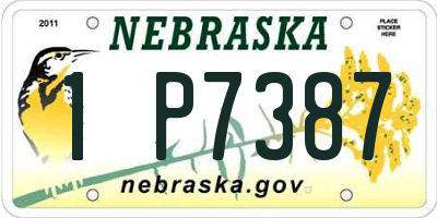 NE license plate 1P7387