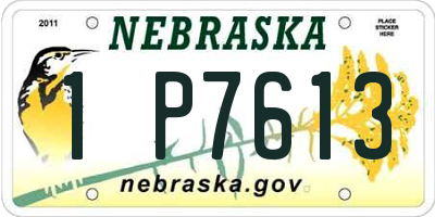 NE license plate 1P7613