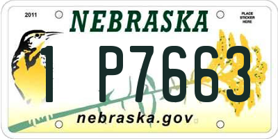 NE license plate 1P7663