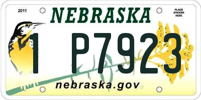 NE license plate 1P7923