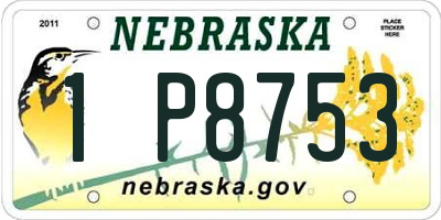 NE license plate 1P8753