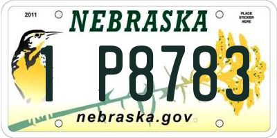 NE license plate 1P8783