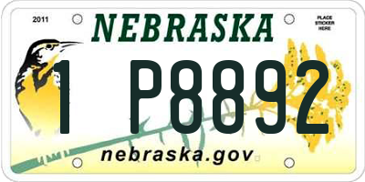 NE license plate 1P8892